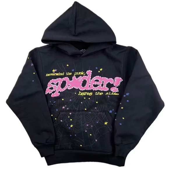 Brand New Sp5der P*NK V2 HOODIE. Black size M - Picture 1 of 2